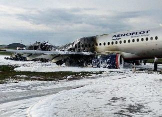 New footage of Aeroflot’s Sukhoi Superjet that crash-landed at Moscow’s Sheremetyevo Airport