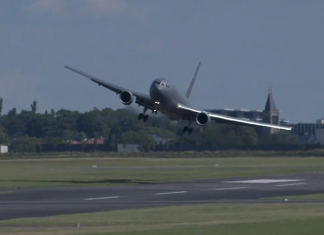 US Air Force Boeing KC-46 makes an unusual landing at Le Bourget ahead of the Paris Air Show 2019