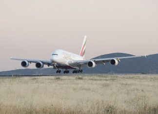 Inadvertent slide deployment on Emirates Airline Airbus A380 at Manchester Airport