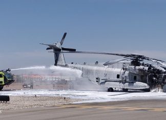 U.S. Marine Sikorsky CH-53E “Super Stallion” experiences in-flight fire during routine training mission