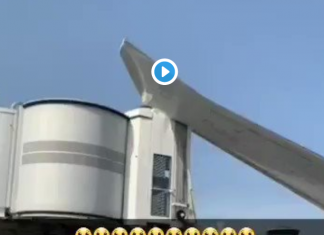 Kuwait Airways Boeing 777 hits boarding bridge at Nice Airport, France