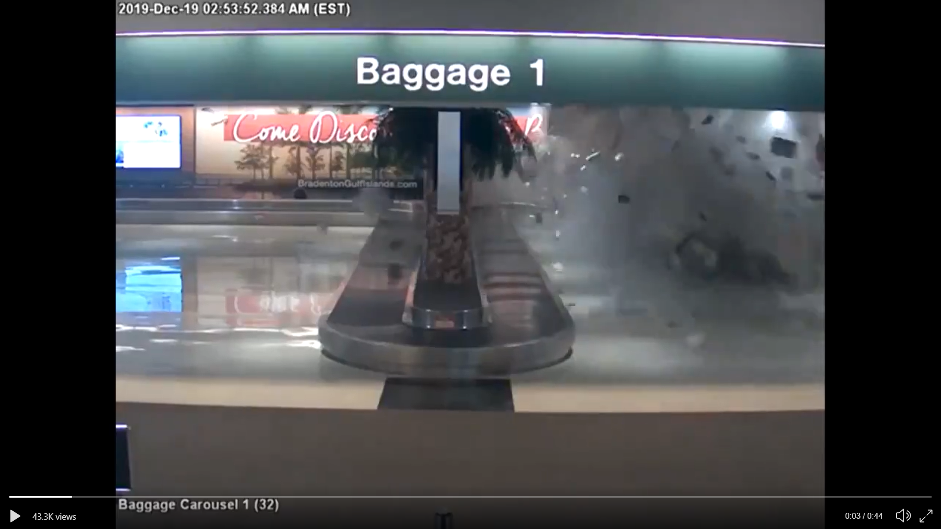 Pick-up truck crashes through terminal building at Sarasota-Bradenton Airport, Florida