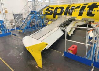 Spirit Airlines Airbus A319 substantially damaged during maintenance mishap
