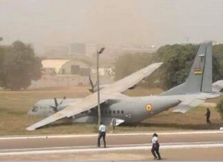 Ghana Air Force CASA 295 overruns the apron during routine engine run