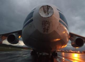 Volga-Dnepr Airlines Antonov An-124 sustains damage to its nose cone after lightning strike