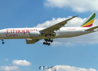 Ethiopian Airlines Cargo Boeing 777-200F destroyed by fire at Shanghai Pudong