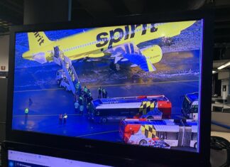 Spirit Airlines Airbus A320 skids off taxiway at Baltimore Washington Airport, United States