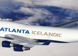 An Air Atlanta Icelandic Boeing 747-400F returns to Liege Airport due to engine problem shortly after takeoff
