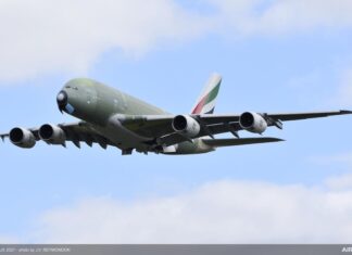 The last Airbus A380, produced in Toulouse, takes off