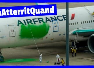 Greenpeace painted an Air France aircraft green