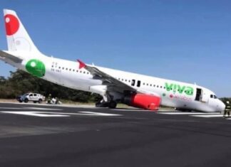 Nose gear of a VivaAerobus Airbus A320 collapsed during backtrack Puerto Vallarta, Mexico