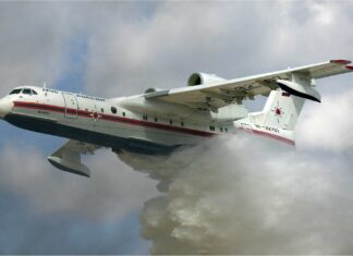 Russian amphibious aircraft Be-200ES sent to fight wildfires in Greece