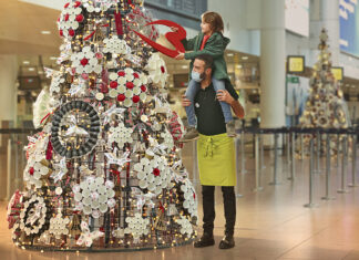 The magic of Christmas descends on Brussels Airport with two Christmas trees created in the spirit of the circular economy