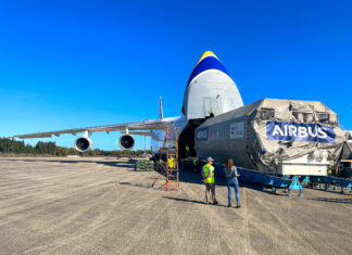 Antonov Airlines transports Turkish communications satellite for launch by SpaceX