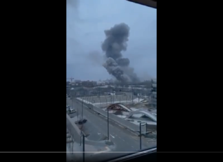 Antonov Serial Production Plant near Kyiv, Ukraine, shelled by Russian forces