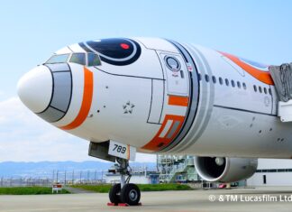 Final flight for All Nippon Airways’ Boeing 777 in Star Wars BB-8 livery