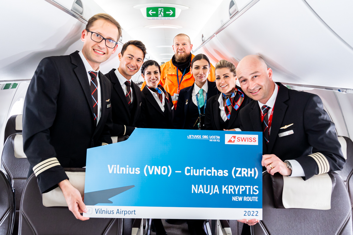 Vilniaus oro uostas sveikina savo naujausią aviakompaniją, nes SWISS pradeda skrydžius į Ciurichą