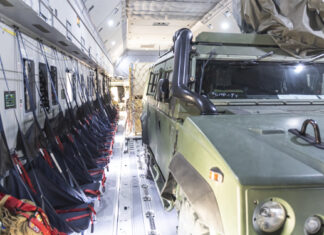 The first Belgian soldiers, part of NATO’s rapid intervention force, leave for Romania onboard an Airbus A400M