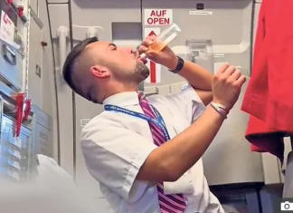 Lauda Europe flight attendant caught drinking on the job; downs alcohol in rear galley