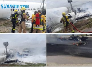 Jubba Airways Fokker F50 flips over during landing at Mogadishu, Somalia, 30 passengers miraculously escape unharmed