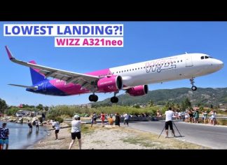 Video of extreme low landing of Wizz Air Airbus A321neo at Skiathos Airport, Greece, goes viral