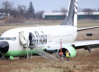 Flair Airlines Boeing 737 overruns runway during landing at Kitchener-Waterloo, Canada