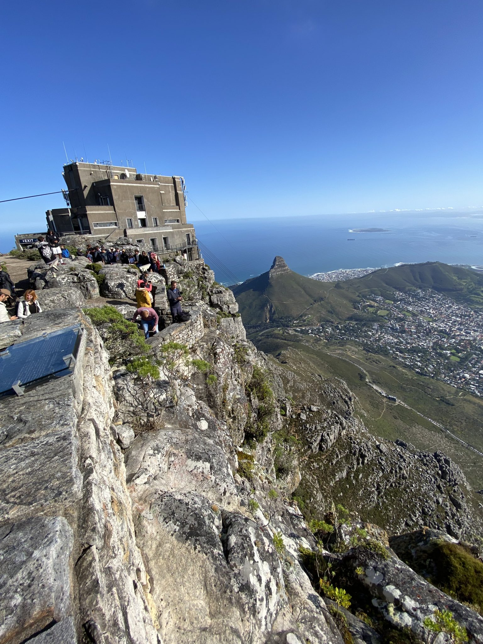 Aerial cableway upper station and view over Cape Town