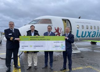 Antwerp Airport welcomes first Luxair flight to London City Airport