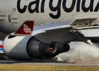 Cargolux Boeing 747 damaged during landing at Luxembourg Airport LX-ECV - Cargolux 747