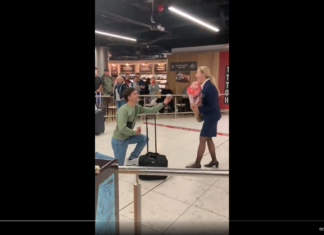 Ryanair flight attendant was proposed to by her boyfriend in front of cheering crowd
