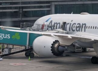 American Airlines Boeing 787-8 door rips off after boarding bridge failure at Dublin Airport