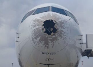 Delta Air Lines Boeing 767 suffers severe damage after encountering hail strike