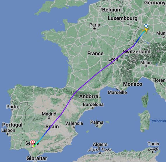 A flight to Tenerife diverted to Seville after a child incurred health