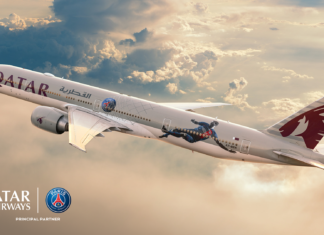 Qatar Airways applies Paris Saint-Germain livery on one of its Boeing 777 aircraft