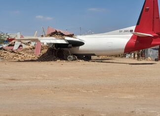 Jetways Airlines Fokker 50 freighter crashes after landing Eelbarde, Somalia; one fatality