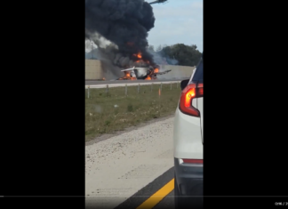 Bombardier Challenger 600 crashes onto two vehicles on Interstate next to Naples Airport, Florida, U.S.