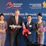 Exchanging gifts; Tintin's Moon rocket against an Airbus A350 model