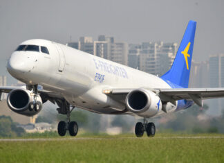 Embraer celebrates maiden flight of first E190F converted to freight aircraft