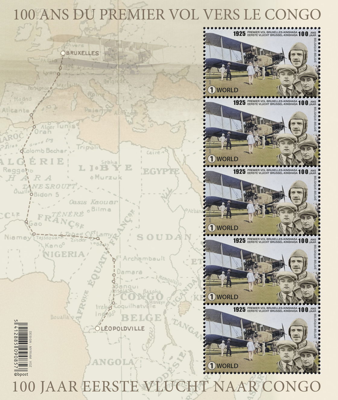 Brussels Airlines and bpost celebrate 100 years of Belgian-African aviation with commemorative stamp